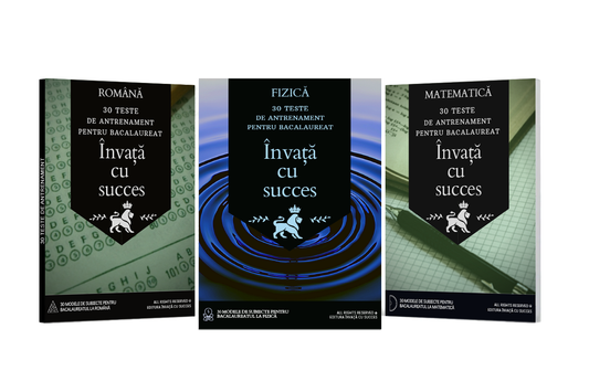 Pachet Bacalaureat cu 90 Teste Antrenament + Rezolvări |  Română + Matematică + Fizică